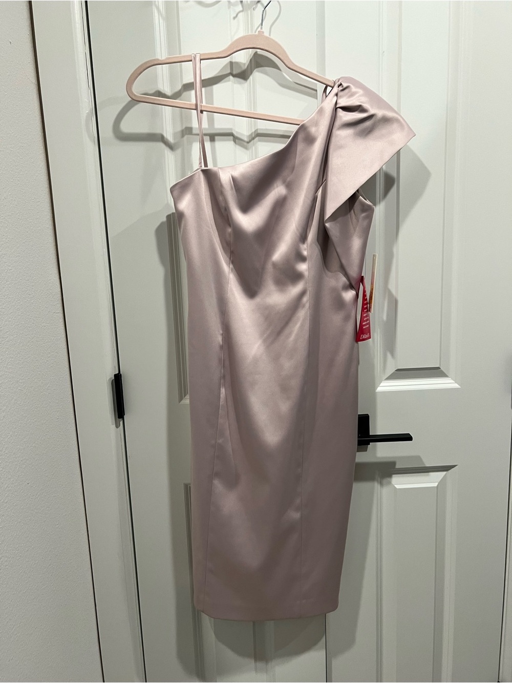 One-Shoulder Satin Cocktail Dress in Blush